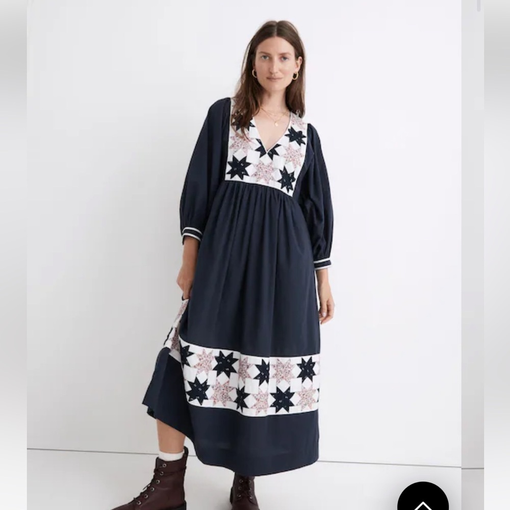 Madewell Quilted Patchwork Midi Dress